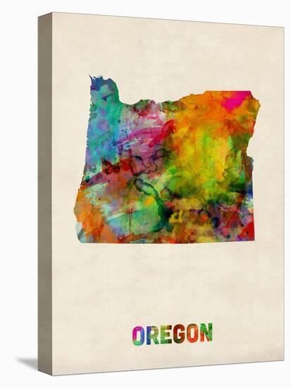 Oregon Watercolor Map-Michael Tompsett-Stretched Canvas