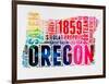 Oregon Watercolor Word Cloud-NaxArt-Framed Art Print