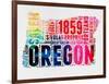 Oregon Watercolor Word Cloud-NaxArt-Framed Art Print