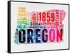 Oregon Watercolor Word Cloud-NaxArt-Framed Stretched Canvas