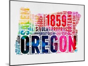 Oregon Watercolor Word Cloud-NaxArt-Mounted Art Print