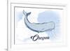 Oregon - Whale - Blue - Coastal Icon-Lantern Press-Framed Premium Giclee Print