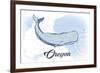 Oregon - Whale - Blue - Coastal Icon-Lantern Press-Framed Premium Giclee Print