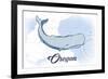 Oregon - Whale - Blue - Coastal Icon-Lantern Press-Framed Premium Giclee Print
