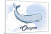 Oregon - Whale - Blue - Coastal Icon-Lantern Press-Mounted Premium Giclee Print