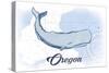 Oregon - Whale - Blue - Coastal Icon-Lantern Press-Stretched Canvas