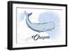 Oregon - Whale - Blue - Coastal Icon-Lantern Press-Framed Art Print