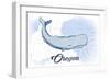Oregon - Whale - Blue - Coastal Icon-Lantern Press-Framed Art Print