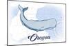 Oregon - Whale - Blue - Coastal Icon-Lantern Press-Mounted Art Print