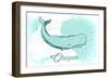 Oregon - Whale - Teal - Coastal Icon-Lantern Press-Framed Art Print