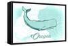 Oregon - Whale - Teal - Coastal Icon-Lantern Press-Framed Stretched Canvas