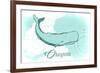 Oregon - Whale - Teal - Coastal Icon-Lantern Press-Framed Premium Giclee Print