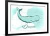 Oregon - Whale - Teal - Coastal Icon-Lantern Press-Framed Premium Giclee Print