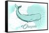 Oregon - Whale - Teal - Coastal Icon-Lantern Press-Framed Stretched Canvas