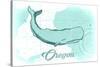 Oregon - Whale - Teal - Coastal Icon-Lantern Press-Stretched Canvas