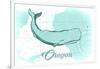 Oregon - Whale - Teal - Coastal Icon-Lantern Press-Framed Art Print