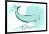 Oregon - Whale - Teal - Coastal Icon-Lantern Press-Framed Art Print