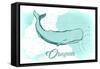 Oregon - Whale - Teal - Coastal Icon-Lantern Press-Framed Stretched Canvas