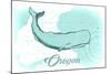 Oregon - Whale - Teal - Coastal Icon-Lantern Press-Mounted Art Print
