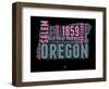 Oregon Word Cloud 2-NaxArt-Framed Art Print