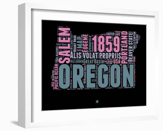 Oregon Word Cloud 2-NaxArt-Framed Art Print