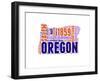 Oregon Word Cloud Map-NaxArt-Framed Art Print