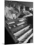 Organ Maker Students Michael Onuschko and Robert Morrow Working on Keyboard at Allen Organ Company-Nina Leen-Mounted Photographic Print