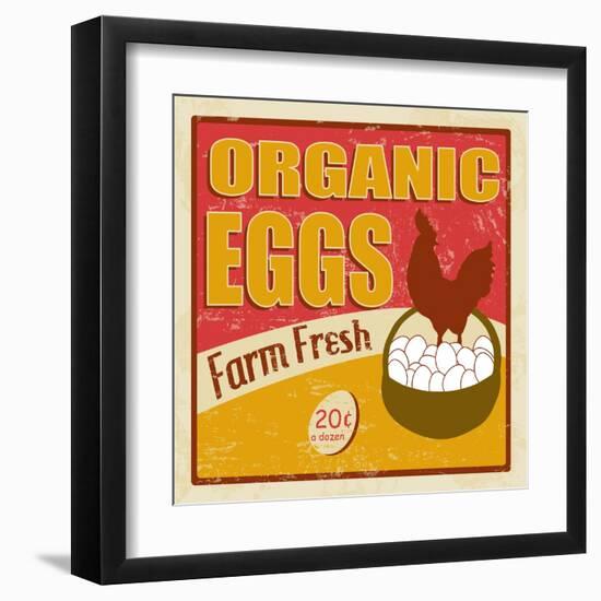 Organic Eggs Vintage Poster-radubalint-Framed Art Print