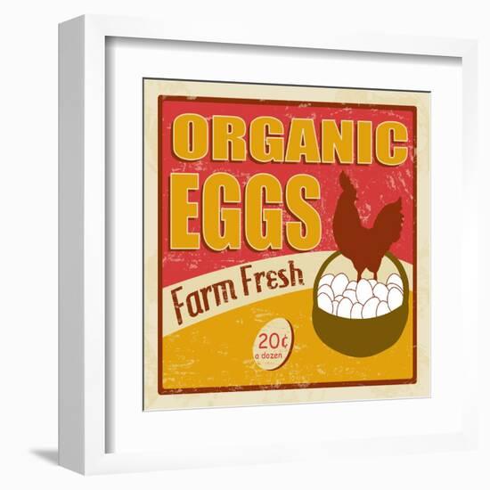 Organic Eggs Vintage Poster-radubalint-Framed Art Print