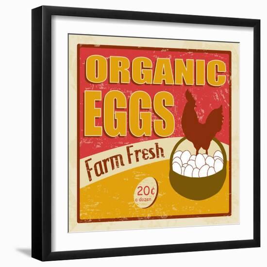 Organic Eggs Vintage Poster-radubalint-Framed Art Print