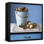 Organic Potatoes in Bucket and on Chopping Board; Brush; Knife-Michael Paul-Framed Stretched Canvas