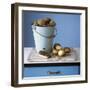 Organic Potatoes in Bucket and on Chopping Board; Brush; Knife-Michael Paul-Framed Photographic Print