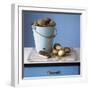 Organic Potatoes in Bucket and on Chopping Board; Brush; Knife-Michael Paul-Framed Photographic Print