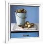 Organic Potatoes in Bucket and on Chopping Board; Brush; Knife-Michael Paul-Framed Photographic Print