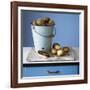 Organic Potatoes in Bucket and on Chopping Board; Brush; Knife-Michael Paul-Framed Photographic Print