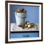 Organic Potatoes in Bucket and on Chopping Board; Brush; Knife-Michael Paul-Framed Photographic Print