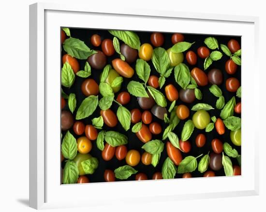 Organic Tomatoes and Basil Isolated-Christian Slanec-Framed Photographic Print