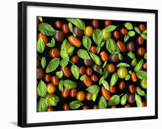 Organic Tomatoes and Basil Isolated-Christian Slanec-Framed Photographic Print