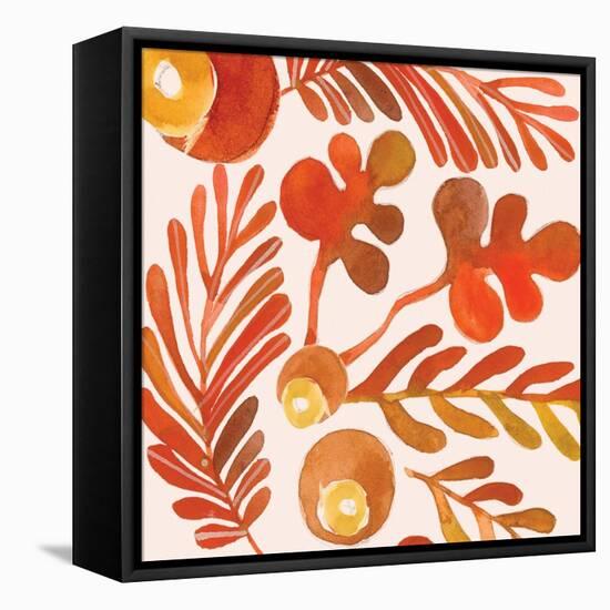 OrganicPatterns    leaves, ferns, fall colors-Robbin Rawlings-Framed Stretched Canvas