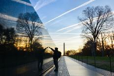 Washington DC - A Veteran Looks for a Name at Vietnam Veterans Memorial Wall at Sunrise-Orhan-Photographic Print