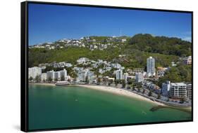 Oriental Bay, and Mt Victoria, Wellington, North Island, New Zealand-David Wall-Framed Stretched Canvas