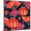 Oriental Chinese New Year Silk-null-Mounted Art Print