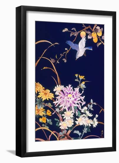 Oriental Flowers and Bird-Haruyo Morita-Framed Art Print