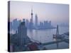 Oriental Pearl Tower and Pudong Highrises, Pudong District, Shanghai, China-Walter Bibikow-Stretched Canvas