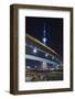 Oriental Pearl TV Tower and Footbridge at Night.-Jon Hicks-Framed Photographic Print