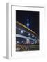 Oriental Pearl TV Tower and Footbridge at Night.-Jon Hicks-Framed Photographic Print