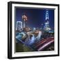 Oriental Pearl TV Tower and Footbridge at Night.-Jon Hicks-Framed Photographic Print