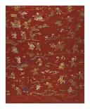 Silk Brocade, with 100 Children Design on Red-Oriental School -Premium Giclee Print