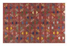 Silk Brocade, with 100 Children Design on Red-Oriental School -Premium Giclee Print