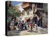 Oriental Street with Donkeys-Frederick Arthur Bridgman-Stretched Canvas